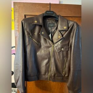 Banana Republic Dark Brown Leather Bomber Jacket